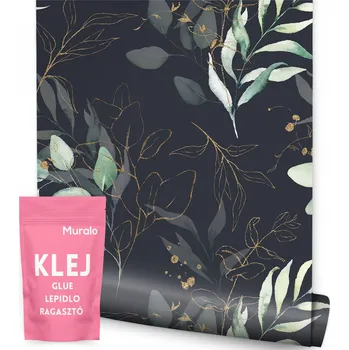 Fototapeta Akvarelová tapeta Listy Malba Černé pozadí Dekorace