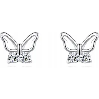 Náušnice Fraise stříbrné náušnice motýlci S925 se zirkony