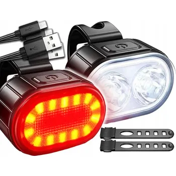Cyklosvítilna LED SVĚTLO NA KOLO SADA PŘEDNÍ ZADNÍ NA ŘIDÍTKA NABÍJECÍ
