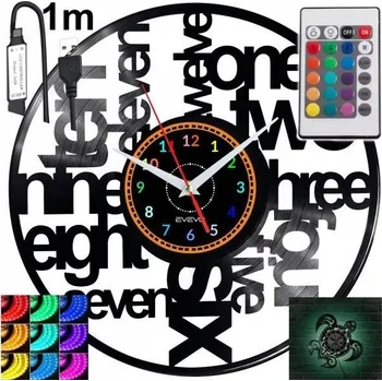 Hodiny Wortspiel Nástěnné Hodiny s LED RGB Podsvícením a Dálkovým Ovládáním - Vinylová Deska Moderní Design