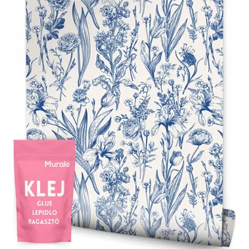 Fototapeta Tapeta do ložnice Jemné modré KVĚTY Příroda Listy Retro styl