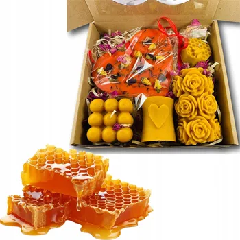 Svíčka Dekorativní svíčka z včelího vosku, přírodní Miód i Bursztyn, 4 ks