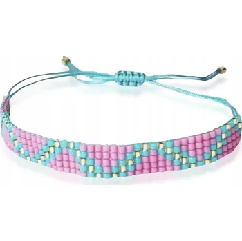 Náramek Boho náramek ze skleněných korálků, jemný, nastavitelný na šňůrce