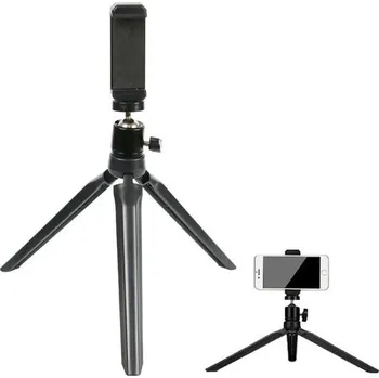 Stativ Doukesh Mini stativ na mobilní telefon, stativ pro chytrý telefon, černý, ABS + kov, otočný o 360°,