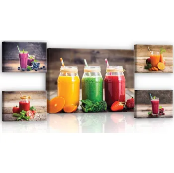 Obraz Postershop Obraz na plátne: Smoothie (2) - set 1ks 70x50 cm a 4ks 32,4x22,8 cm
