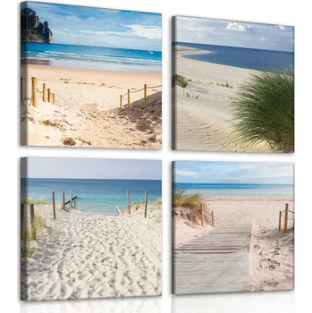Obraz Postershop Obraz na plátne: Cesty na pláži (1) - set 4ks 25x25cm