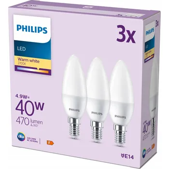 Žárovka A8387 Philips Candle Żarówki 40W B35 E14 3szt,