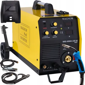 Svářečka INVERTOROVÁ SVÁŘEČKA MAGNUM MIG 220W MMA HLINÍK 200A 230V IGBT SADA