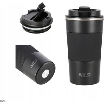 Termohrnek Černý ocelový termohrnek protiskluzový NILS 510 ml