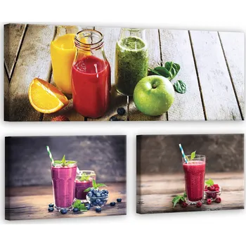 Obraz Postershop Obraz na plátne: Ovocné smoothie - set 1ks 80x30 cm a 3ks 37,5x24,8 cm