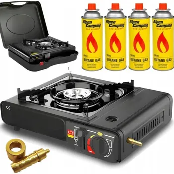 Outdoor vaření Přenosný turistický plynový vařič 4x plyn 2 v 1 kartuše sada adaptér