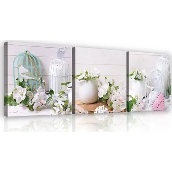 Obraz Postershop Obraz na plátne: Romantické zátiší - set 3ks 25x25cm