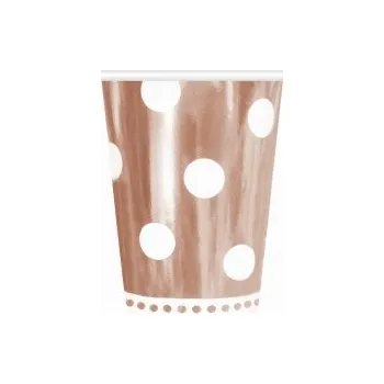 Jednorázové nádobí Papírové kelímky GoDan s puntíky 266ml 6 kusů