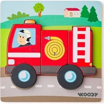 Puzzle Puzzle Dřevěné Baby Hasiči 5 dílků Skládačka pro batolata 18m+