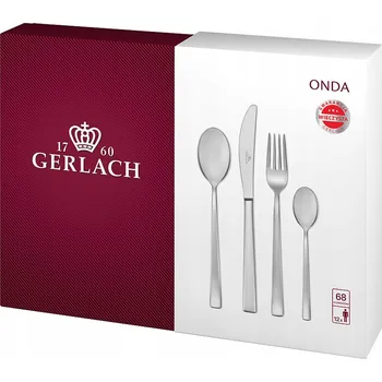Příbor Sada nerezových příborů Gerlach ONDA lesklá, 68 ks / 12 osob, krabička dárek