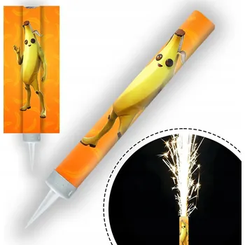 Party dekorace FONTÁNA FORTNITE BANÁN HRA RAKETA SVÍČKA NA DORT NAROZENINY OSLAVY 12cm