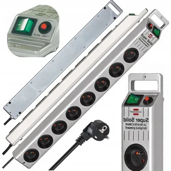 Napájecí kabel Zásuvková lišta 2,5 m 8-zásuvková brennenstuhl Super-Solid Stříbrná