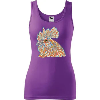 Dámské tílko s potiskem Hlava kohouta Velikost: 2XL, Barva: Fialová