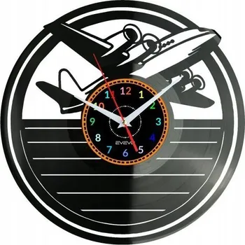 Hodiny Nástěnné hodiny letadlo z vinylové desky - moderní dekorace, dárek k narozeninám