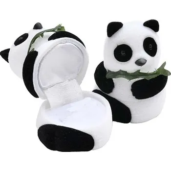 Dárková krabička Dárková krabička medvídek panda (Dárková sametová krabička panda s větvičkou)