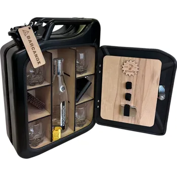 Dárkový potravinový koš Kanystr bar ČERNÝ- otevírání do boku