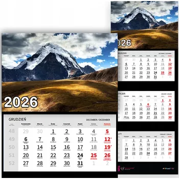 Kalendář Nástěnný Kalendář Trojdílný 2026 SLUNEČNÝ VÝHLED Do Kanceláře Dárek Vzory