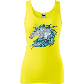 Dámské tričko DOBRÝ TRIKO Dámské tílko s potiskem Hlava koně Velikost: L, Barva: Citrónová