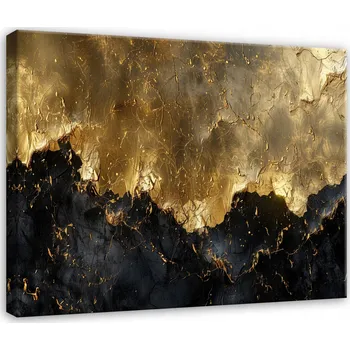 Obraz OBRAZ ABSTRAKCE ZLATO ČERNÝ MODERNÍ NA PLÁTNĚ STĚNA LOŽNICE 40x30