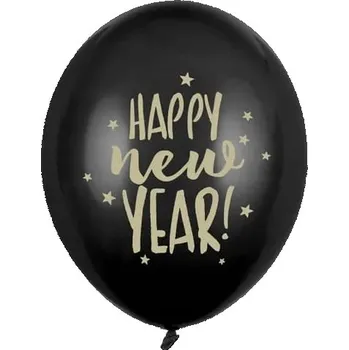 Balónek Balónky balónky Happy New Year černé, 30 cm, 3 ks