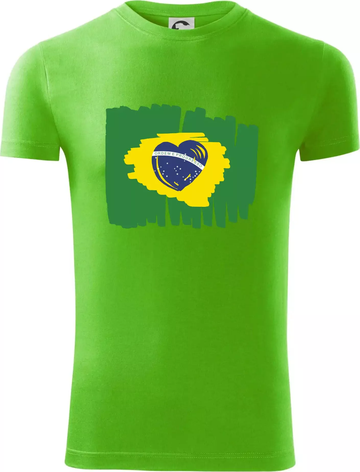 Brazílie vlajka srdce - Viper FIT - Pánské zúžené tričko - S ( Apple Green )