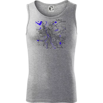 Budějce - Mapa s vodními toky - Tílko pánské Core - XL ( Tmavě šedý melír )