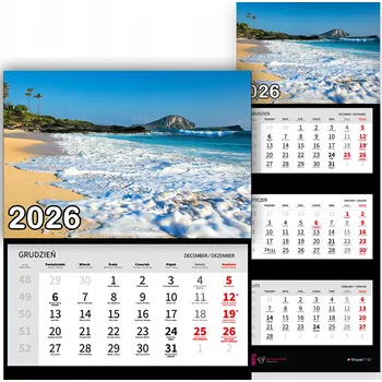 Kalendář Nástěnný Trojdílný Kalendář 2026 VÝHLED NA AZUROVÉ POBŘEŽÍ Jako Dárek Vz