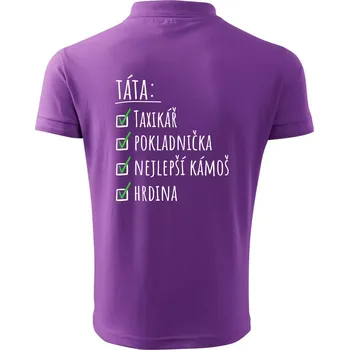 Pánská košile Táta - check list - Polokošile pánská Pique Polo 203 - 3XL ( Fialová )