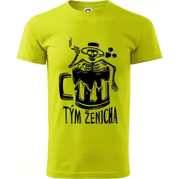 Tým ženicha kostra - Klasické pánské triko vyšší gramáže - 4XL ( Limetková )