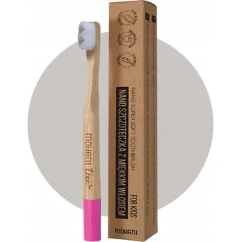 Zubní kartáček Nano bambusový kartáček na zuby pro děti Mohani - Růžový, jemný