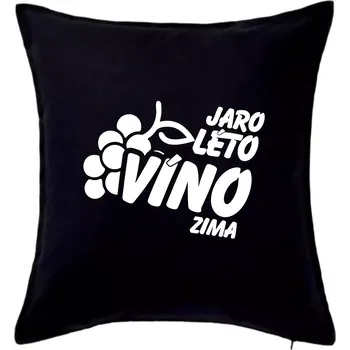 Polštář Jaro, léto, víno, zima - Polštář 50x50 - 50x50 - Pouze potah ( Černá )