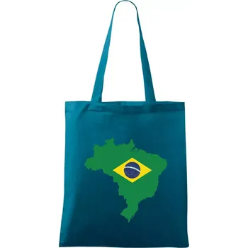 Brazílie vlajka v mapě - Taška bavlněná - 42 x 38 cm ( Petrolejová )
