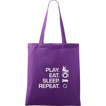 Play Eat Sleep Repeat hokej - Taška bavlněná - 42 x 38 cm ( Fialová )