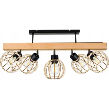 Dřevěné stropní svítidlo trám ŽÁROVKA STROPNÍ SVÍTIDLO LOFT ČERNÉ pro 5x STÍNIDLO E27