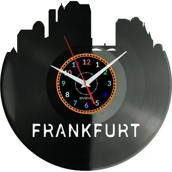 Hodiny FRANKFURT NÁSTĚNNÉ HODINY DEKORATIVNÍ MODERNÍ VINYLOVÁ DESKA VINYL JAKO DÁREK