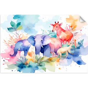 Obraz PLAKÁT NA ZEĎ do OBÝVACÍHO POKOJE LOŽNICE Barevná Africká Zvířata 150x100