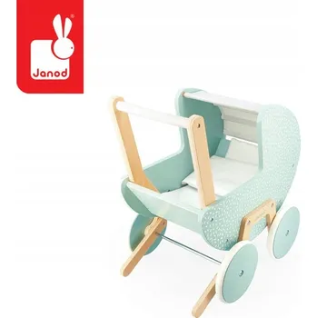 Kočárek pro panenku Janod Zen Hluboký kočárek pro panenky zelená