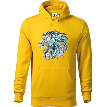 Pánská mikina DOBRÝ TRIKO Pánská mikina s potiskem Hlava lva Velikost pánské mikiny: 3XL, Barva: Žlutá