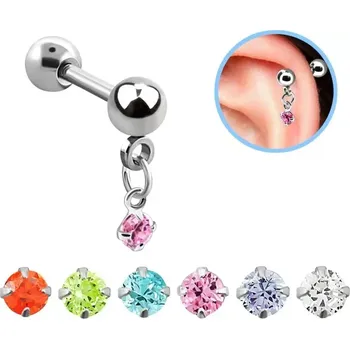 Piercing Piercing do ucha s kamínkem a řetízkem BBERV3 (Piercing do ucha s kamínkem a řetízkem z chirurgické oceli BBERV3)