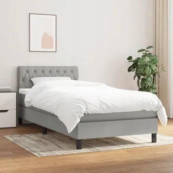 Postel Čalouněná postel VidaXL 100x200 cm bílá, odstíny šedé