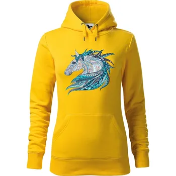 Dámská mikina DOBRÝ TRIKO Dámská mikina s potiskem Hlava koně Velikost dámské mikiny: M, Barva: Žlutá