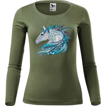 Dámské tričko DOBRÝ TRIKO Dámské bavlněné triko Hlava koně Velikost: 2XL, Barva: Khaki