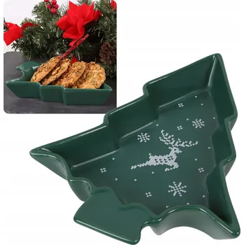 Talíř Vánoční talíř na pochutiny, zelený stromeček 15,5x20x3,6 cm