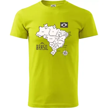 Brazílie mapa s názvy regionů - Klasické pánské triko vyšší gramáže - 3XL ( Limetková )