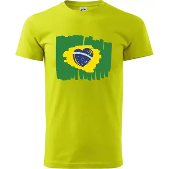 Pánská móda Brazílie vlajka srdce - Klasické pánské triko vyšší gramáže - 3XL ( Limetková )